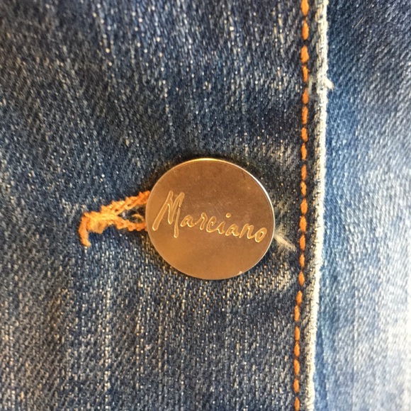 - Marciano jacket denim worn once embellished on the back sz S real - Picture 6 of 7
